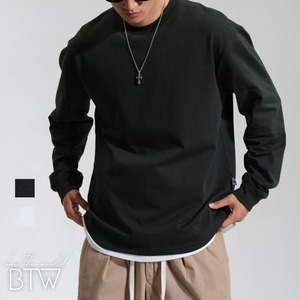 【韓国メンズファッション】シンプル ラウンドネック ロングTシャツ ユニセックス カジュアル ゆったり サイズ豊富  BW2713