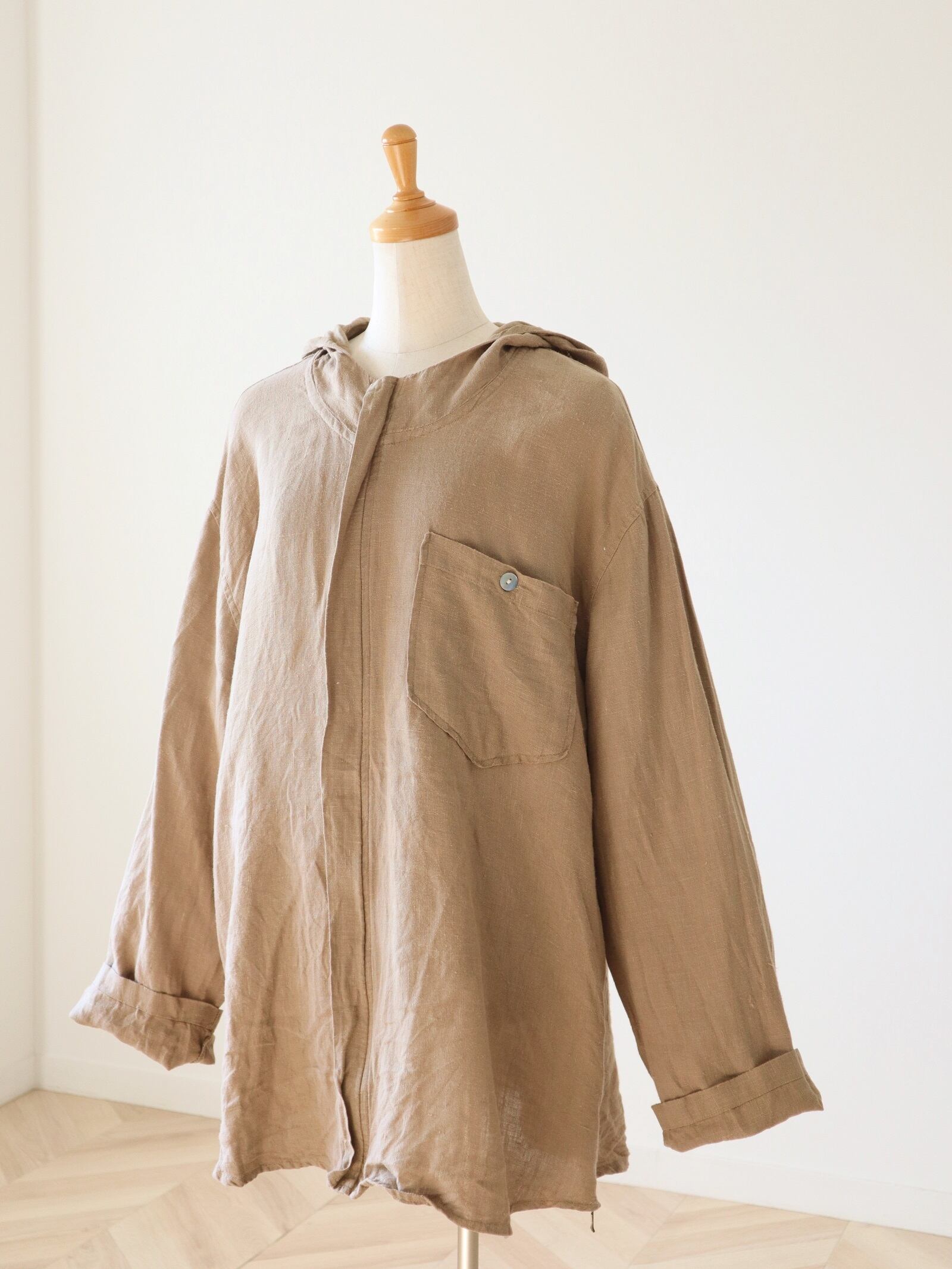 ●hoodie design linen relax blouson