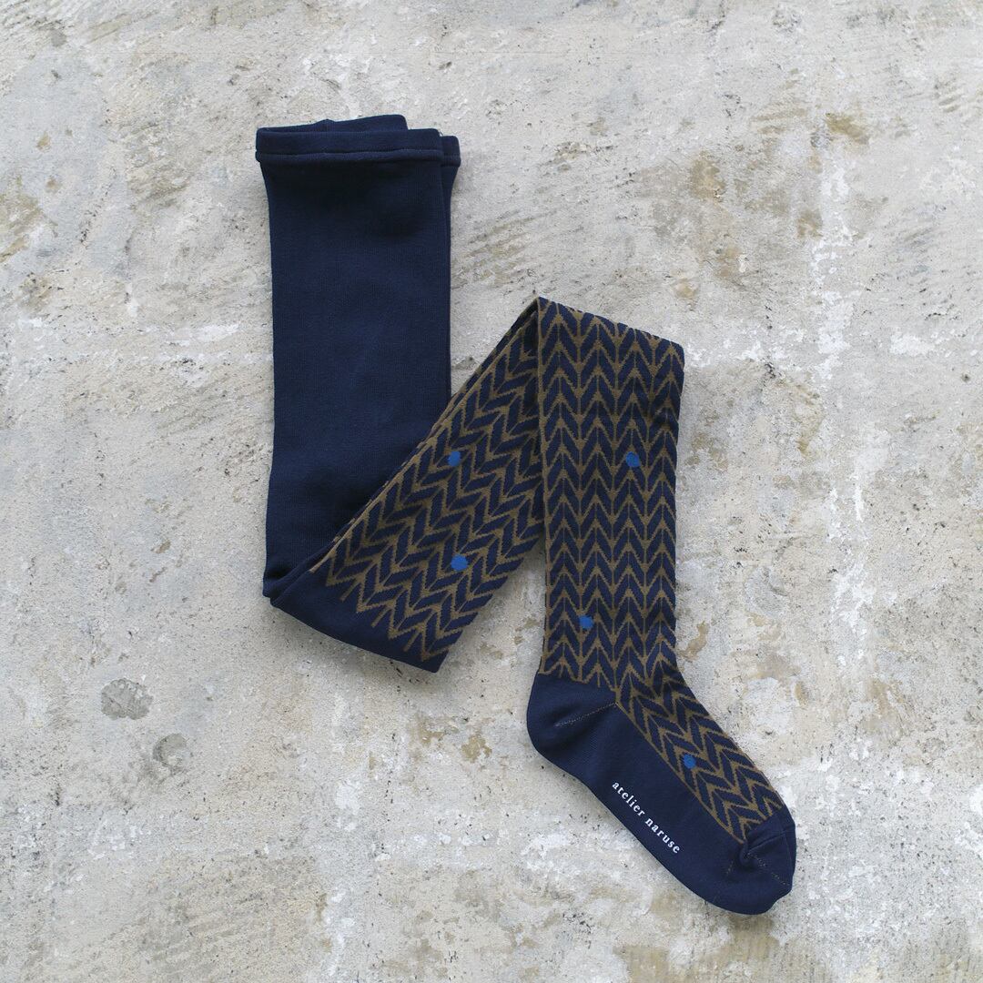 atelier naruse アトリエナルセ 【MODEL】コットン dot x herringbone タイツ