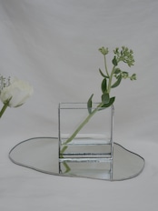 MIRROR PLATE & FLOWER VASSE SET / H10 cm