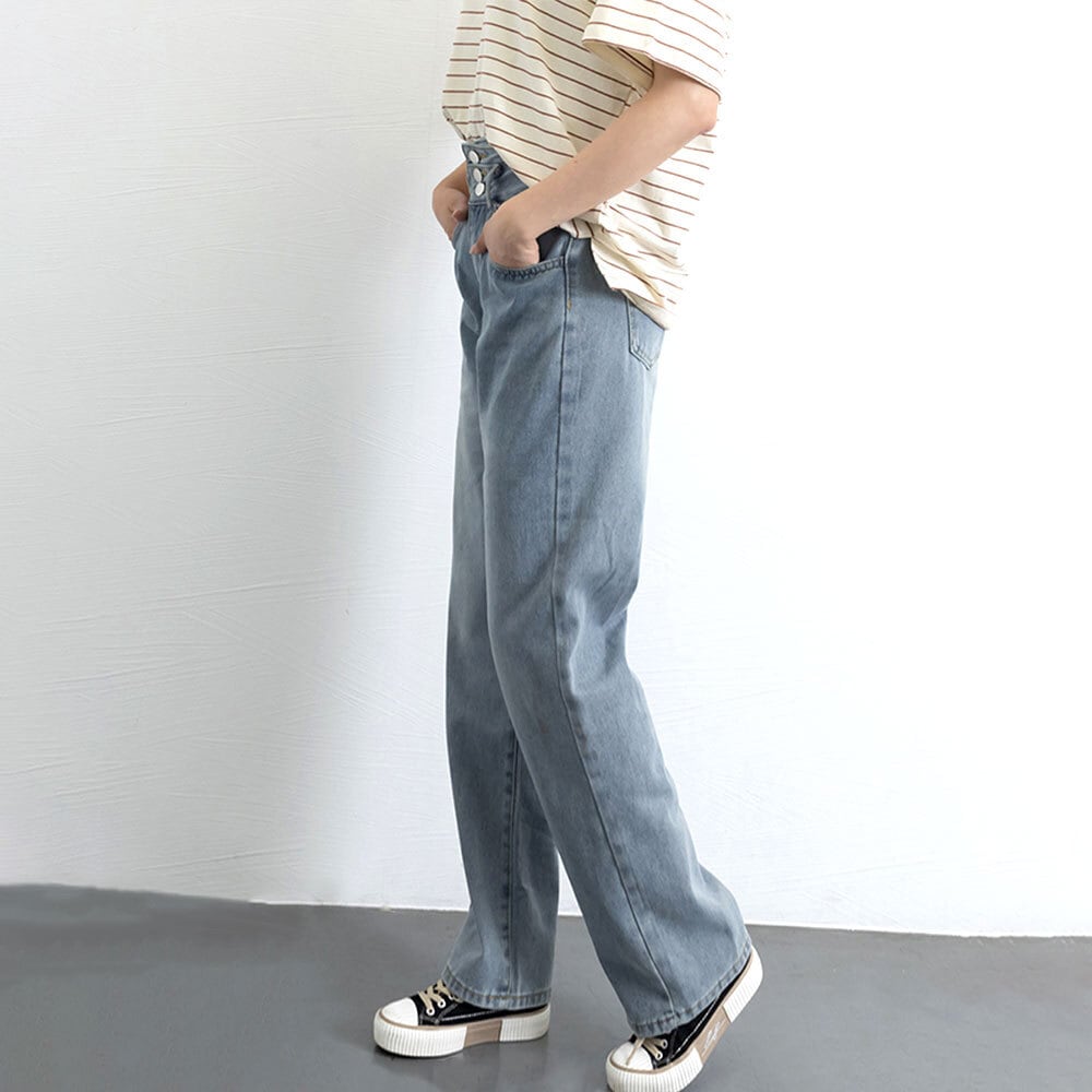 デニム パンツ レディース 韓国 ストレート ジーンズ 大人 カジュアル おしゃれ ストリート ハイウエスト シンプル 大人可愛い 大人女子