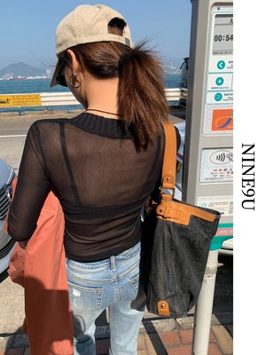 v-neck back-see-through nichi knit 2color【NINE7481】