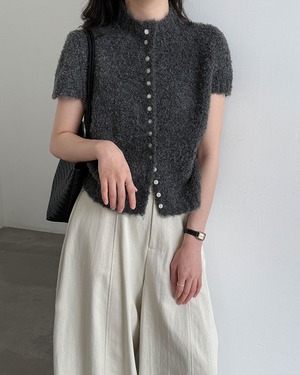 Fluffy Short Sleeve Knit Tops