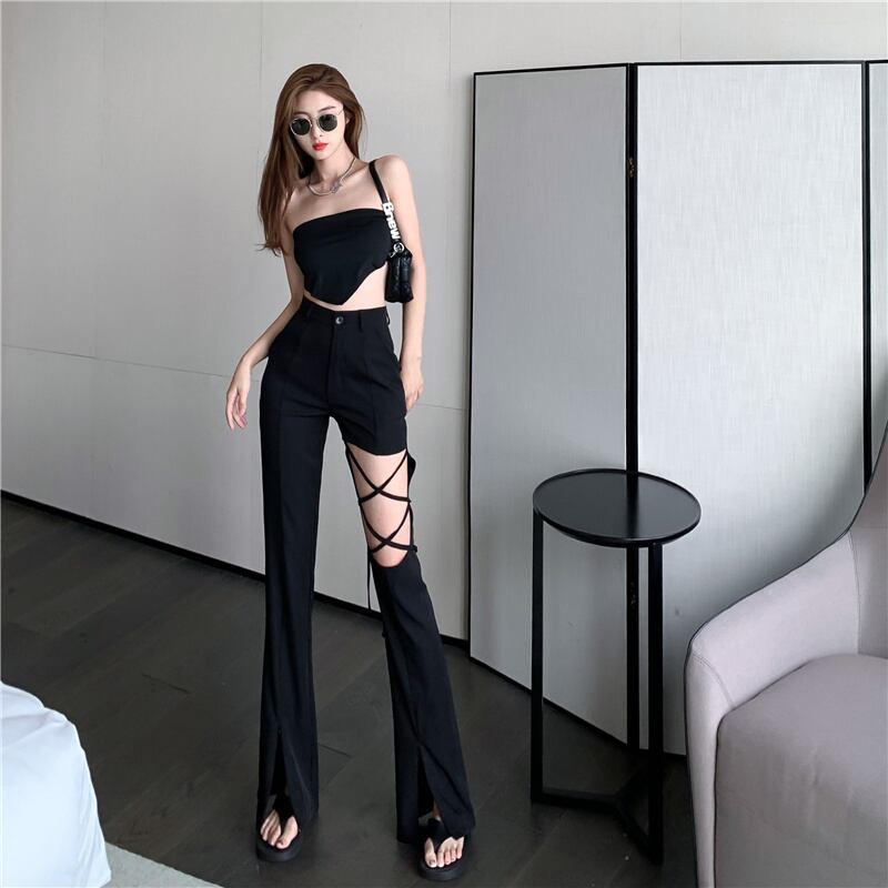 カジュアルサマースタンダードスキニー薄手パンツ レトロ 夏物 ガールズファッション25338911004