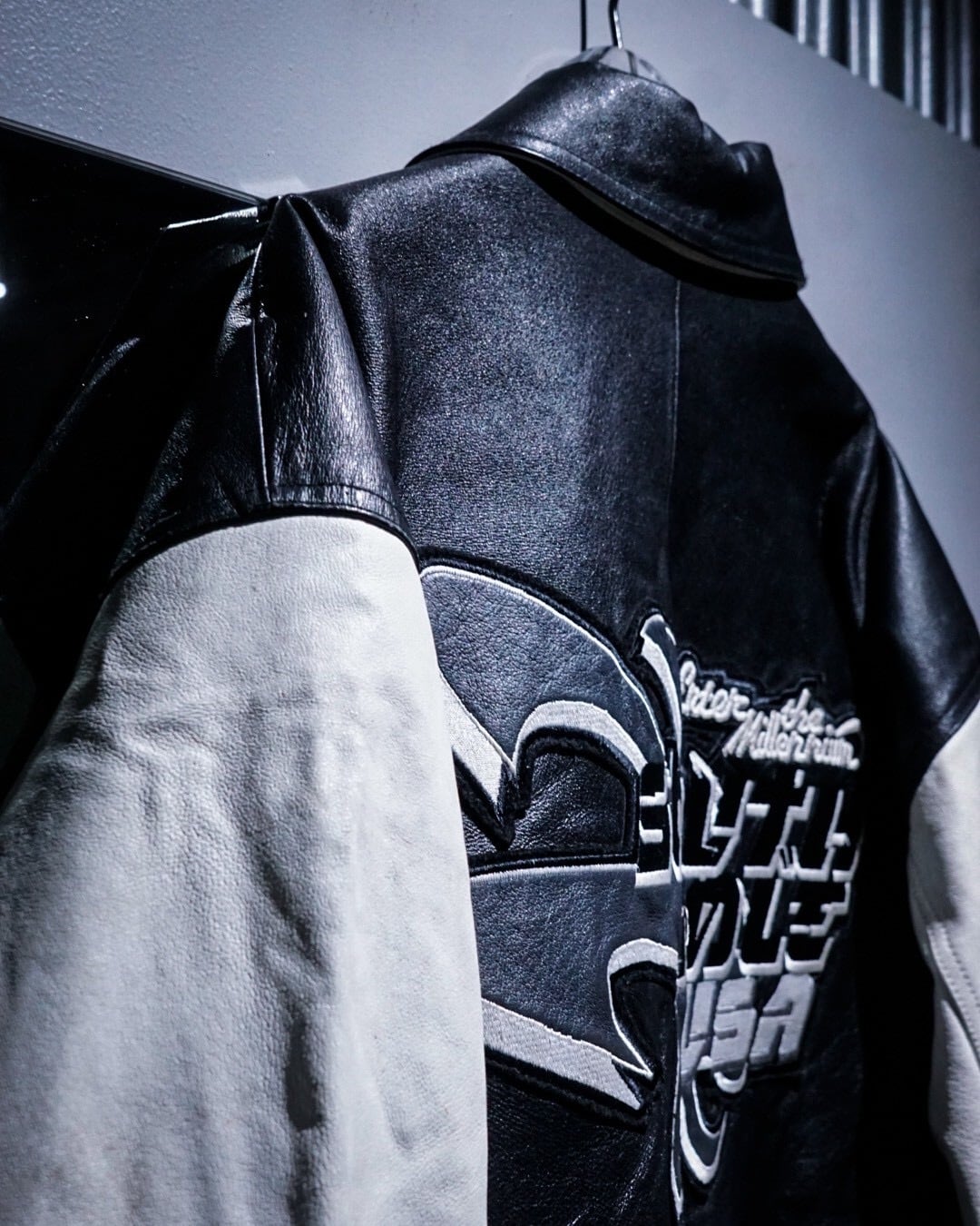 add (C) vintage】“SOUTH POLE” Logo Wappen Leather Stadium Jacket