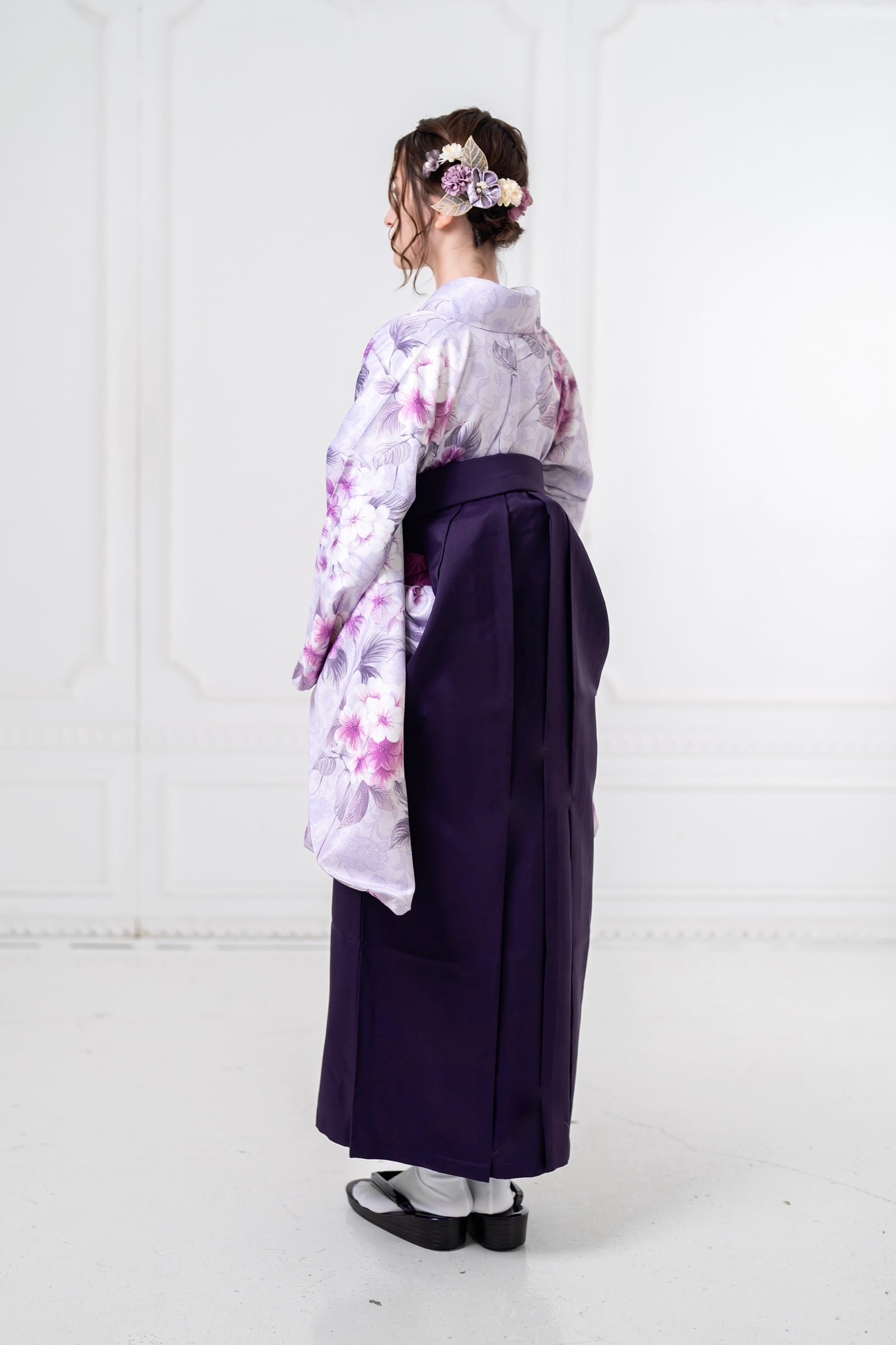 Kimono Sienne 卒業式袴3点セット 二尺袖着物 袴 紫 ラベンダー