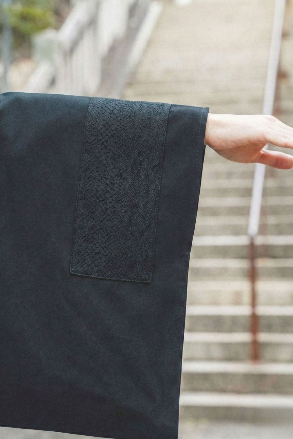 Web限定｜完全受注生産】Kimono Denim Shirt -黒蛇革×黒蛇DENIM-｜神龍