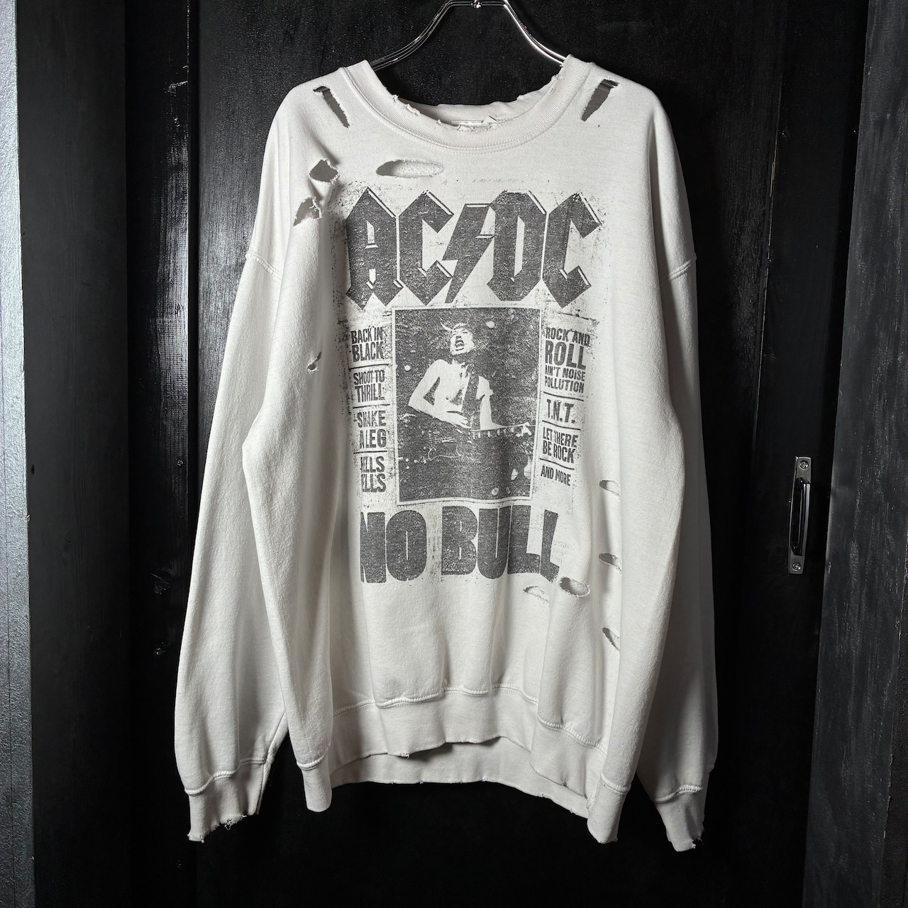 AC/DC NO BULL オフィシャルバンドスウェット 襤褸 ホワイト L