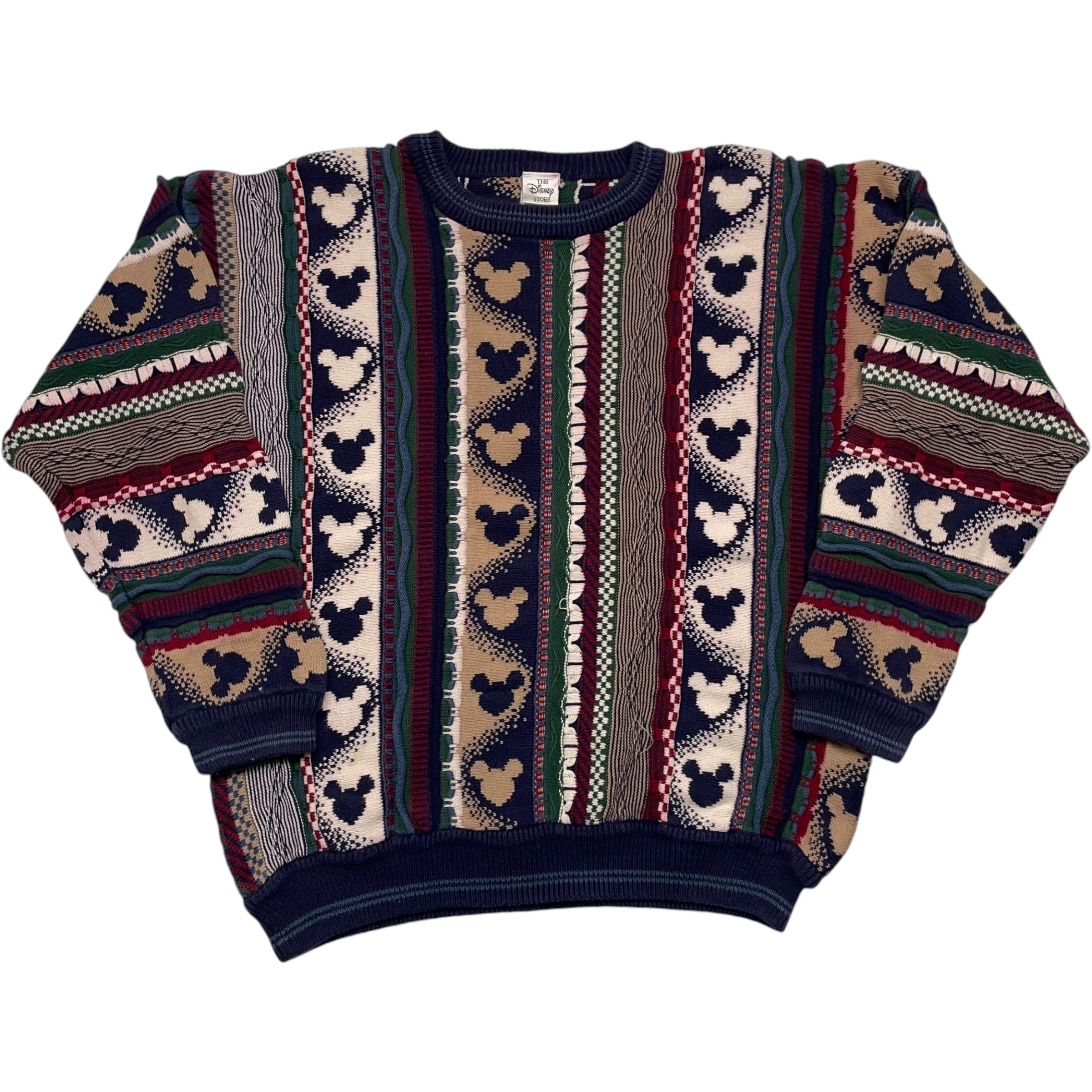 《XL》THE Disney STORE ザ ディズニーストア 3Dニットセーター 総柄 90年代 no.4683