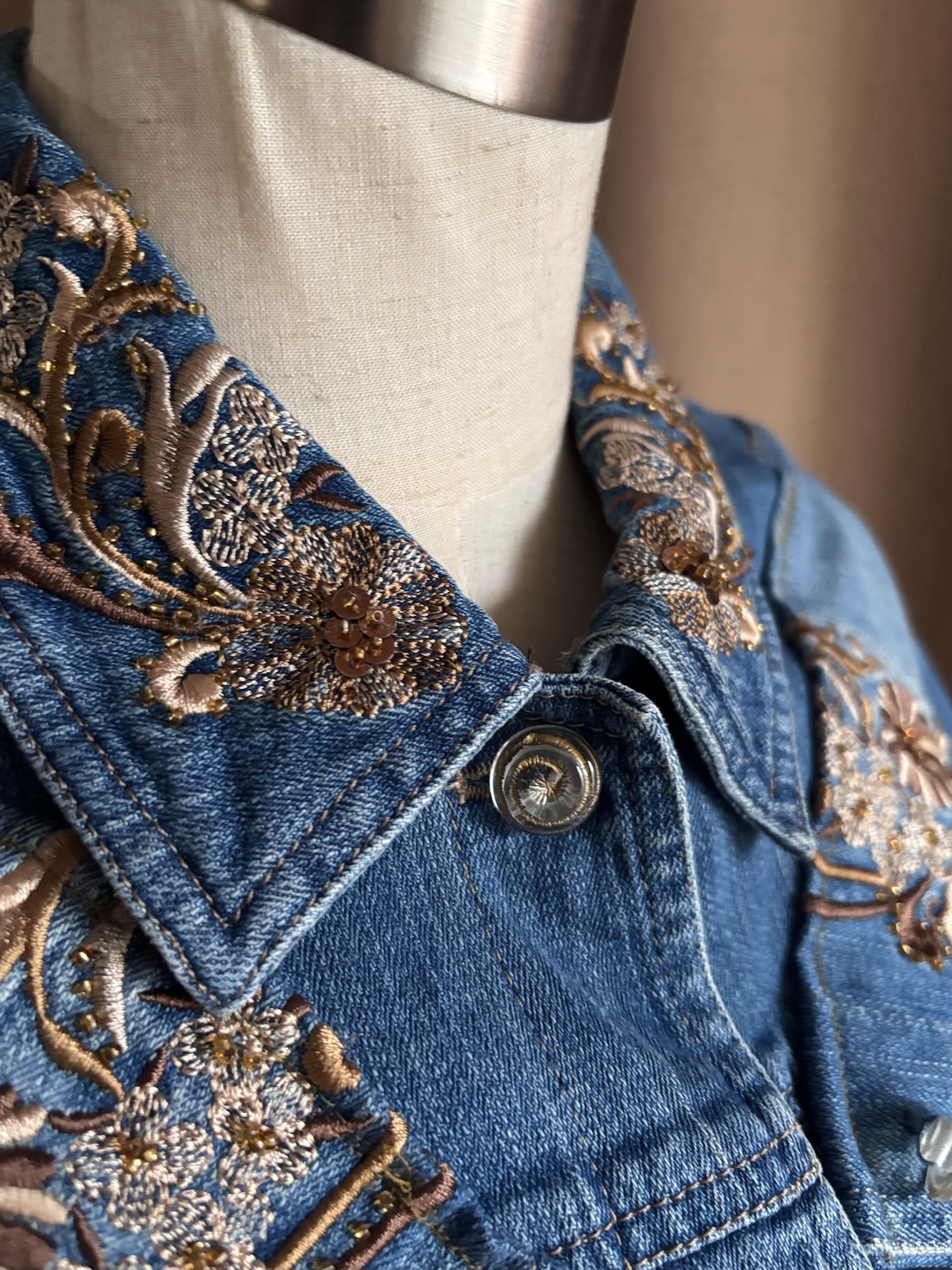 floral embroidery remake denim jacket-5075-11