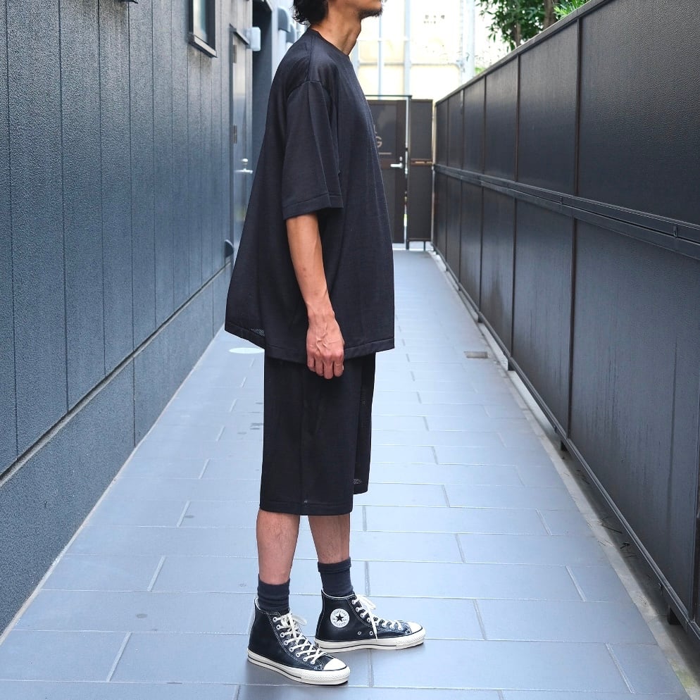 COMOLI(コモリ) /ウールメッシュ半袖Tシャツ -CHARCOAL-(B01-05032