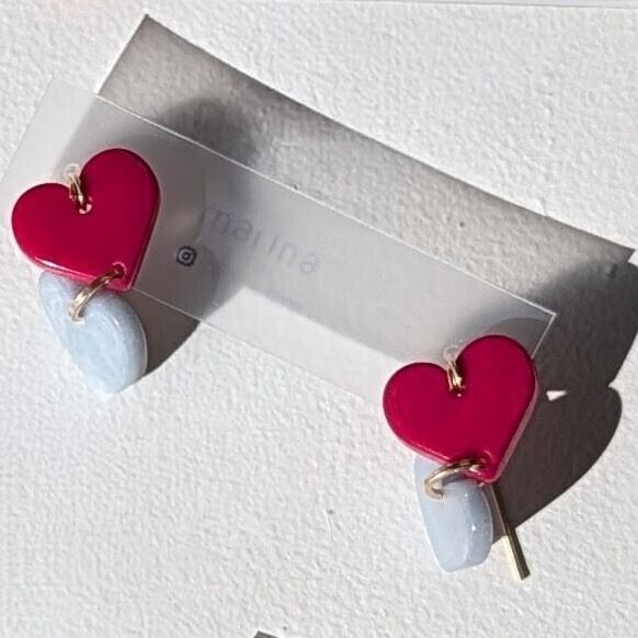 LIMITED06/ 14kgf 2Hearts Tagua Nuts pierced earrings / clip on