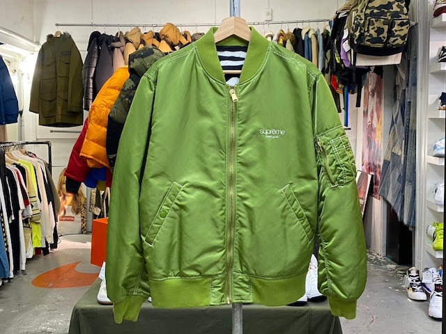 Supreme CONTRAST STITCH REVERSIBLE MA-1 JACKET GREEN MEDIUM 14659