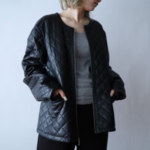 " CHICO'S " loose silhouette fake leather zip-up jacket