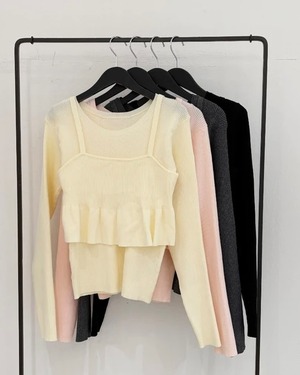 【新作アイテム送料無料】ruffled bustier + U-neck pullover
