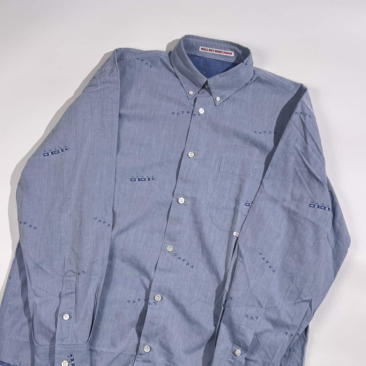 WALL GUY SHIRT PAPAS パパス 総柄 BD ボタンダウン 長袖シャツ 48/M /ブルー系 メンズ メンズ トラッド アイビー