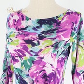 社交ダンス 衣装 Chacott Dance Sport チャコット ダンススポーツ トップス ブラウス レッスンウェア パープル系 長袖 ギャザー アシンメトリー 花柄 総柄 おしゃれ 上品 ホワイト系 ピンク系 ネイビー系 ブルー系 グリーン系 ロングスリーブ ツイストデザイン 華やか 派手め モダン きれいめ ダンス レッスン 発表会 舞台 コーデ カラフル 個性的 柄物 ポリエステル 伸縮素材 ラテン ラテン系 フラメンコ系 Ballroom Latin dancewear