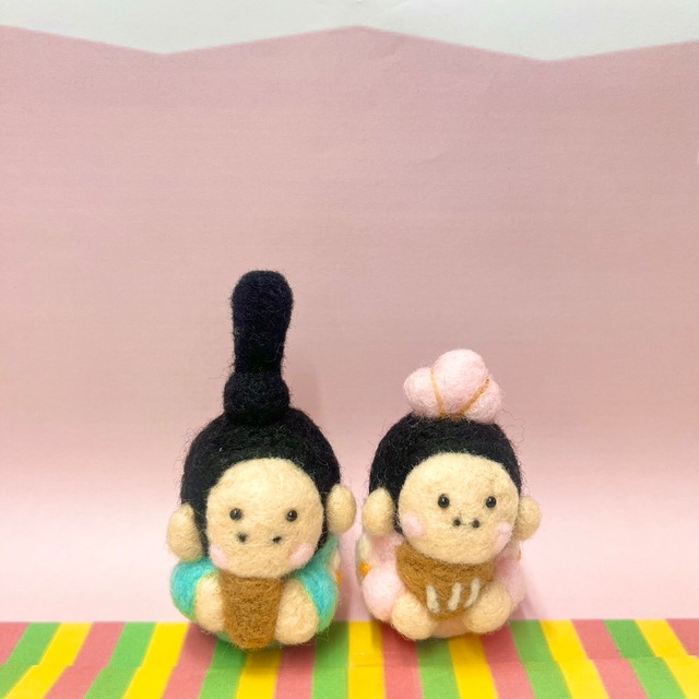 羊毛フェルト　お雛様のゴリ子＆ゴリ男（セット）　縁起物　ひなまつり