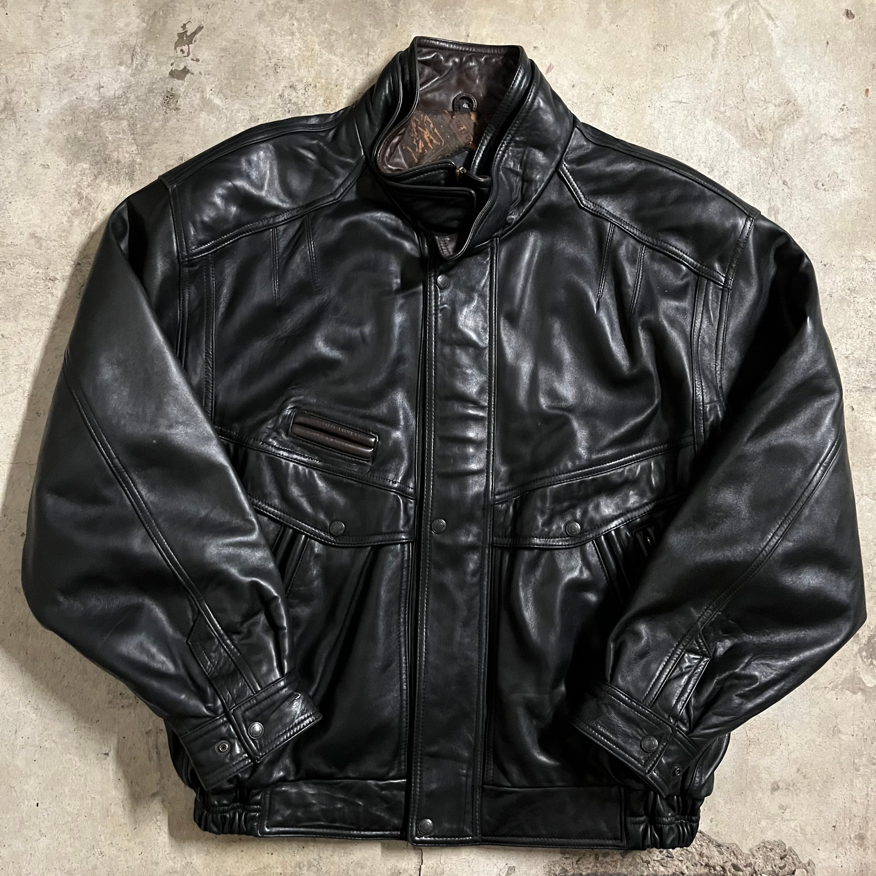 〖EURO_vintage〗U.K. lamb leather short blouson jacket/イギリス ラムレザー 短丈 ブルゾン  ジャケット/xxxxlsize/#0707/osaka | 〚ETON_VINTAGE〛 powered by BASE