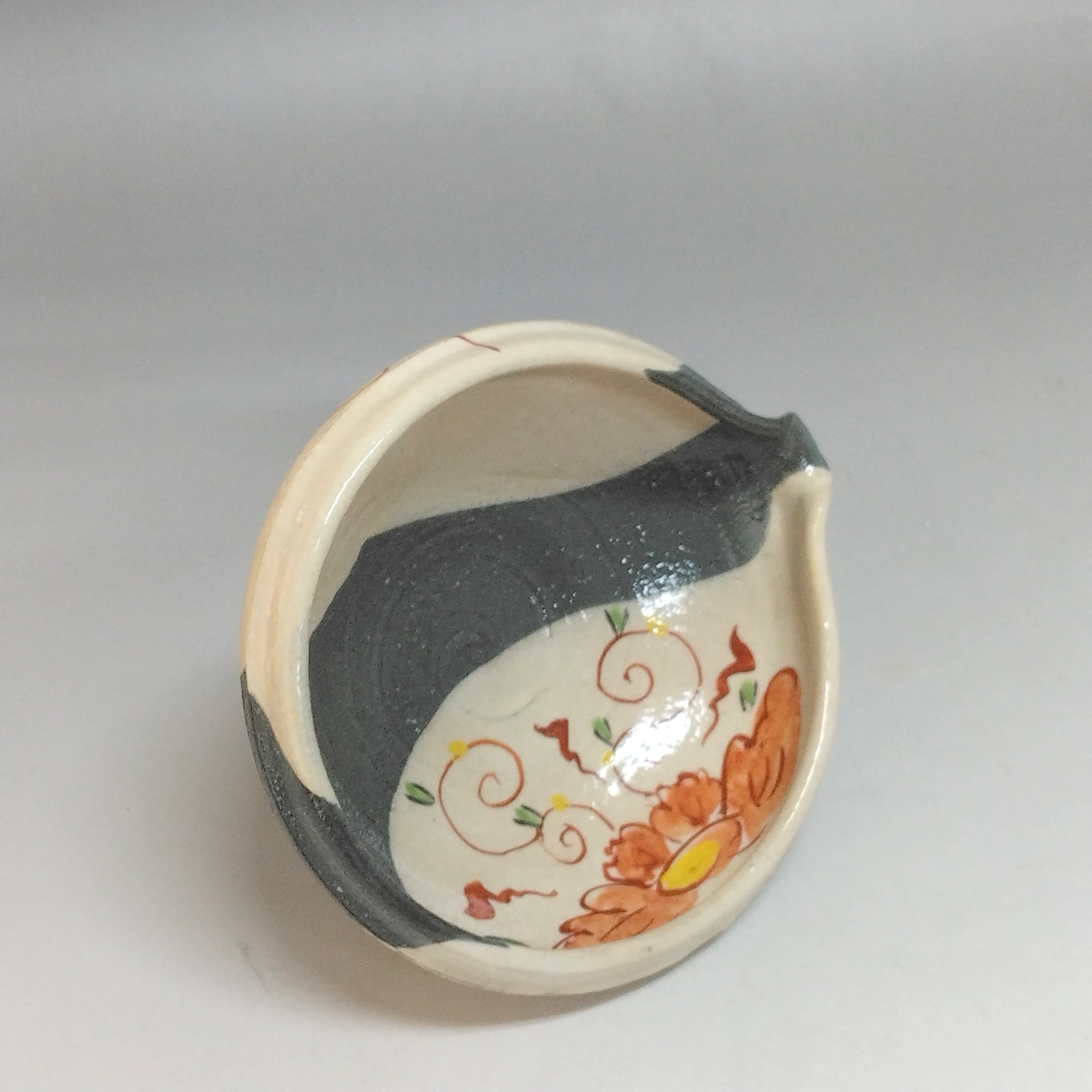 モダン抹茶茶碗 モダン抹茶 茶道具 有田焼 呉須赤絵写 片口茶碗, 茶杓