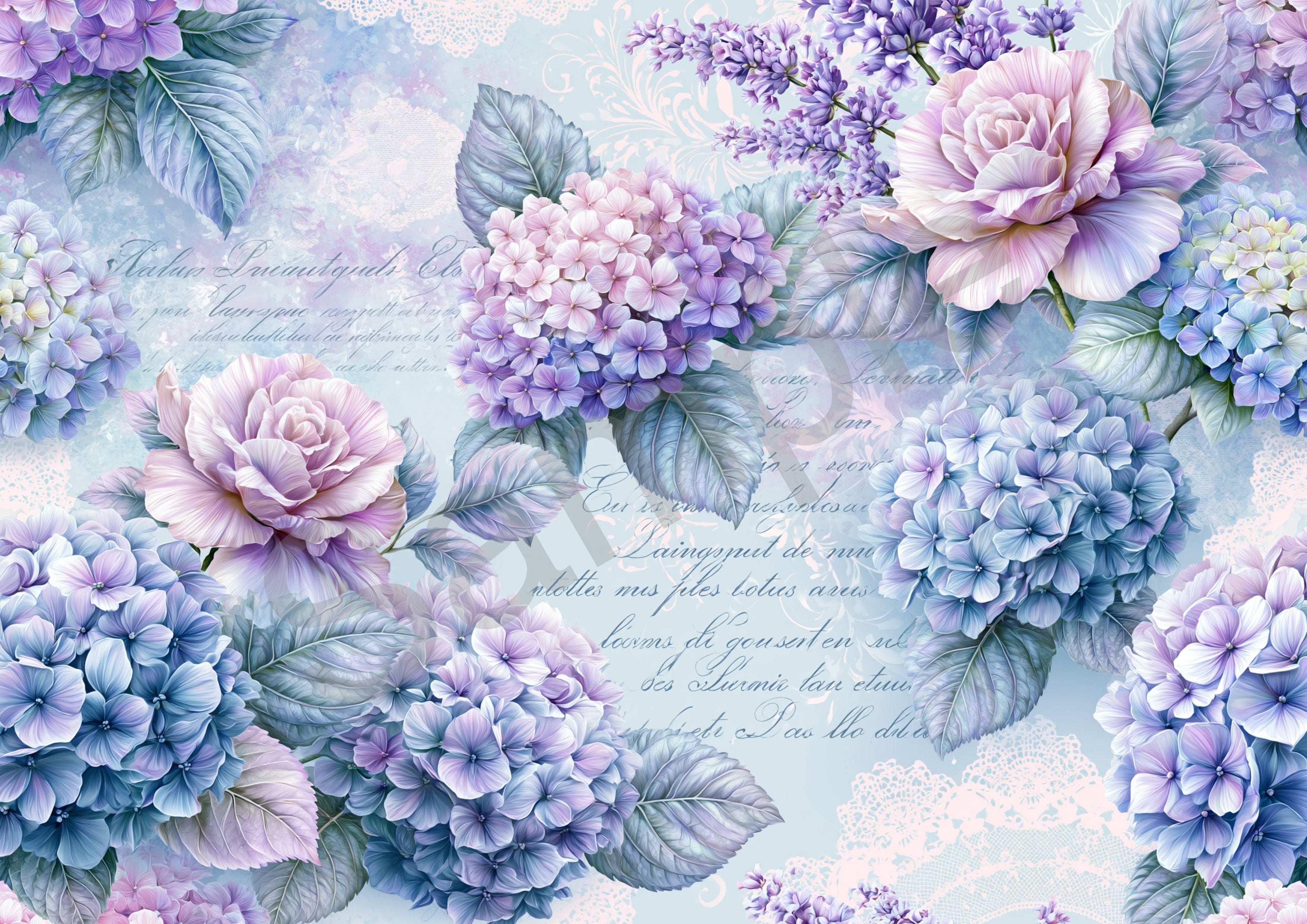 DL A4デジタルペーパー HYDRANGEA Shabby Chic （商用可能） | ASTI's