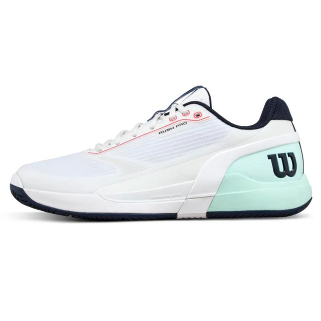WILSON RUSH PRO 5 - WHITE/BAY/FIERY CORAL ピックルボールシューズ