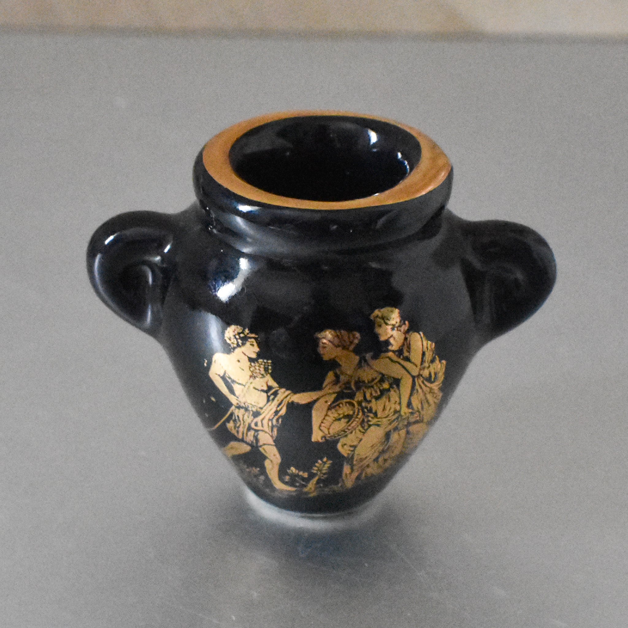 小さな花瓶 ミニチュア花瓶 黒 ヨーロッパヴィンテージ | チェコガラス