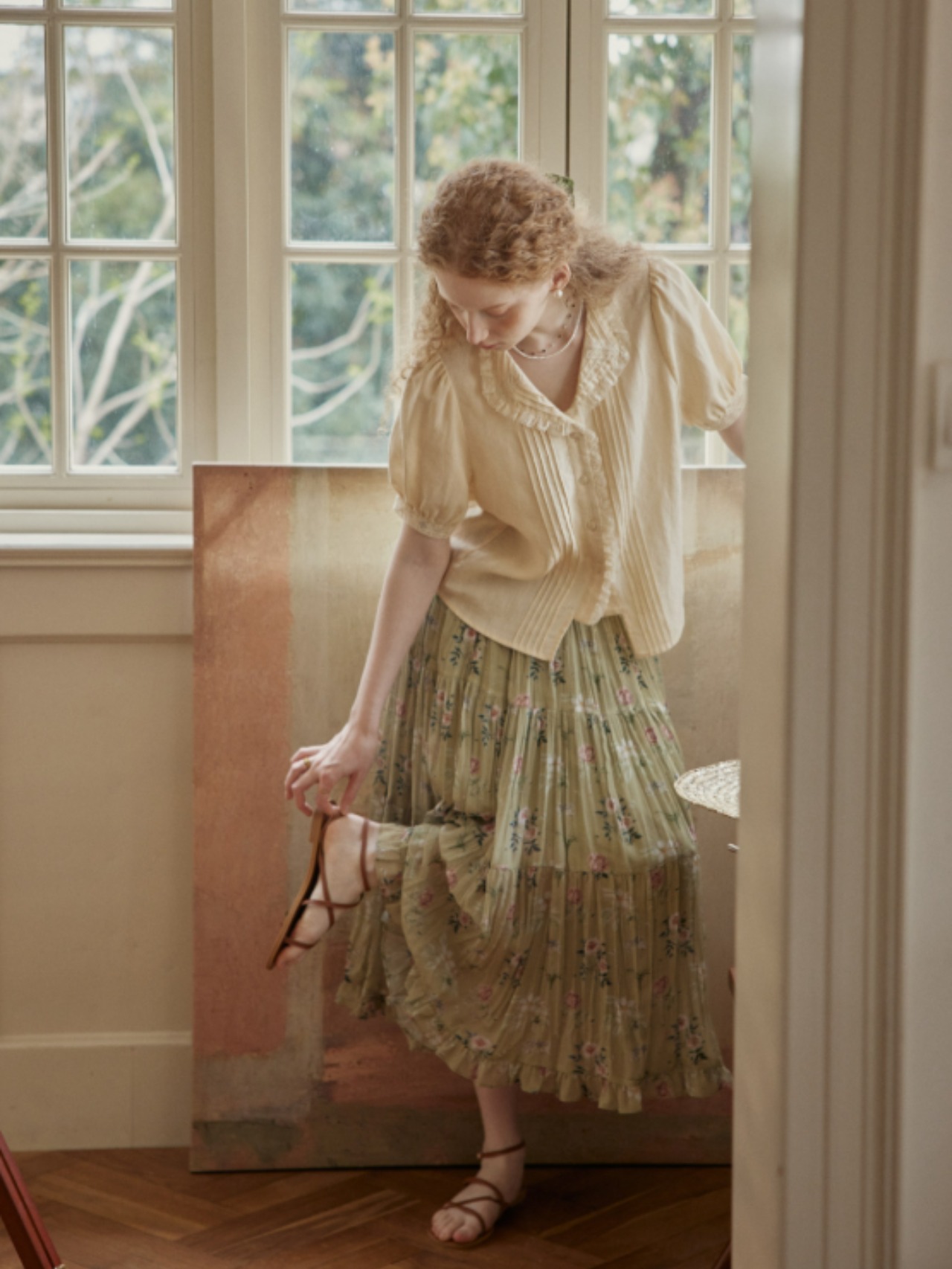 Roseraie Tiered Pleated Skirt F0689