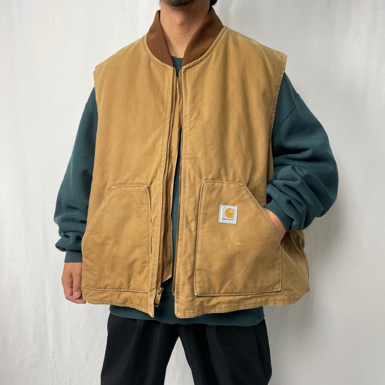 スーパービッグサイズ 90年代 USA製 Carhartt カーハート ダック地 ワークベスト キルティングライナー メンズ4XL 古着 ヴィンテージ  ビンテージ 90s ベージュ キャメルブラウン 茶色 大きいサイズ【ワークジャケット】 | cave 古着屋【公式】古着通販サイト