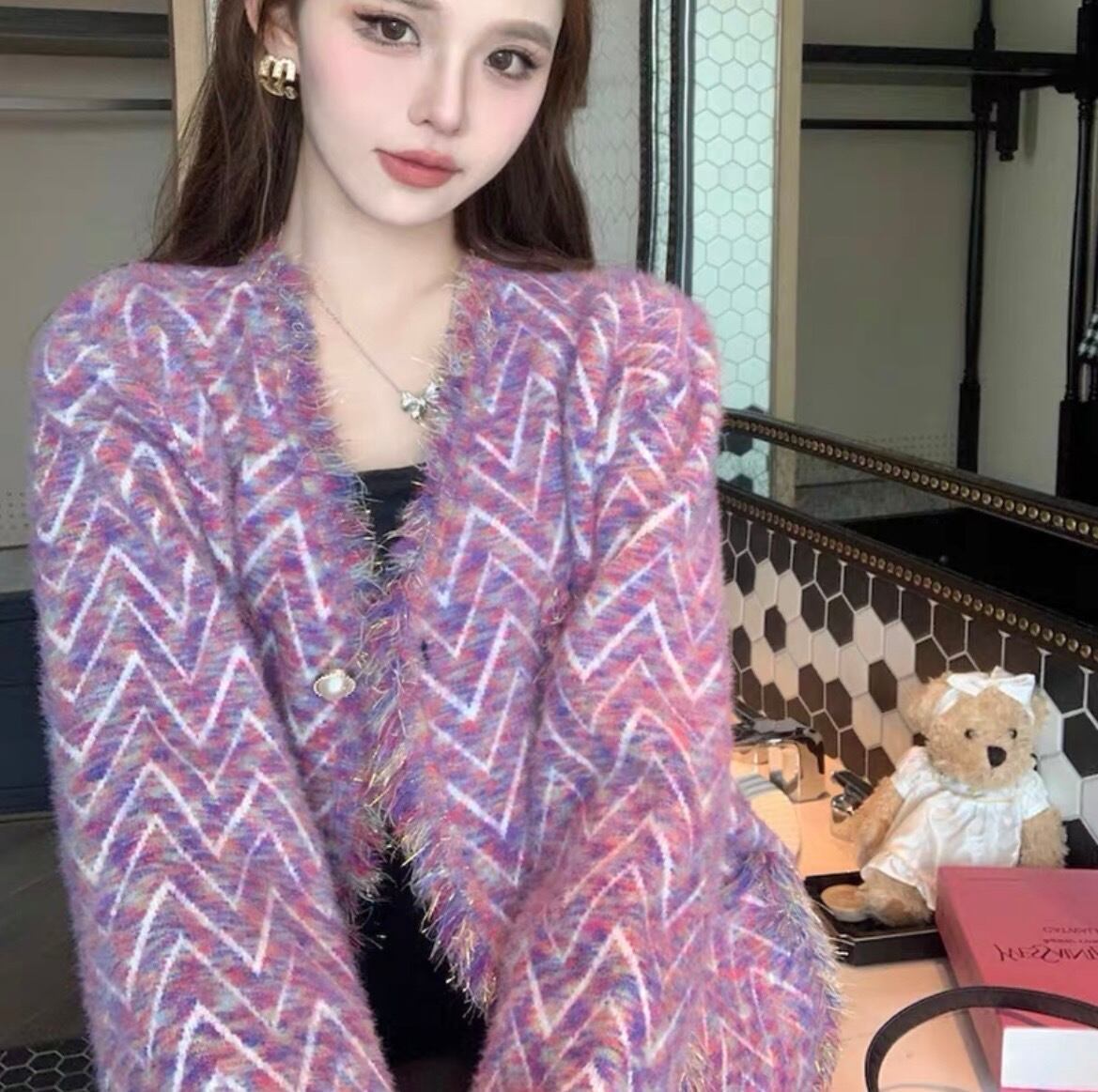 カーディガン レディース 長袖 ボタン シンプル おしゃれ 着こなし 煌びやか/[oii25] トップス カーディガン レディース 長袖 ラウンドネック 前開き ボタン