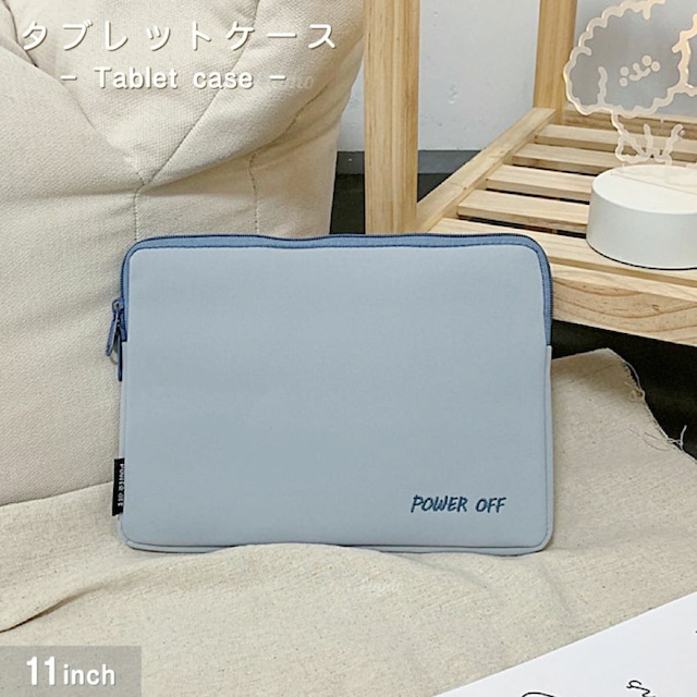 送料無料 POWER OFF 横型タブレットケース ブルー 11インチ タブレットケース 韓国 タブレットケース タブレットポーチ iPad タブレット 収納 収納ケース ガジェットポーチ シンプル おしゃれ モバイルポーチ ポーチ ギフト ラッピング プレゼント クリスマス