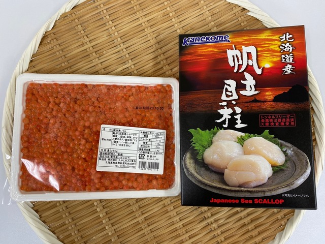 北海道ギフトボックス　冷凍ホタテ貝柱＆鮭いくら（醤油漬け）　※数量限定商品
