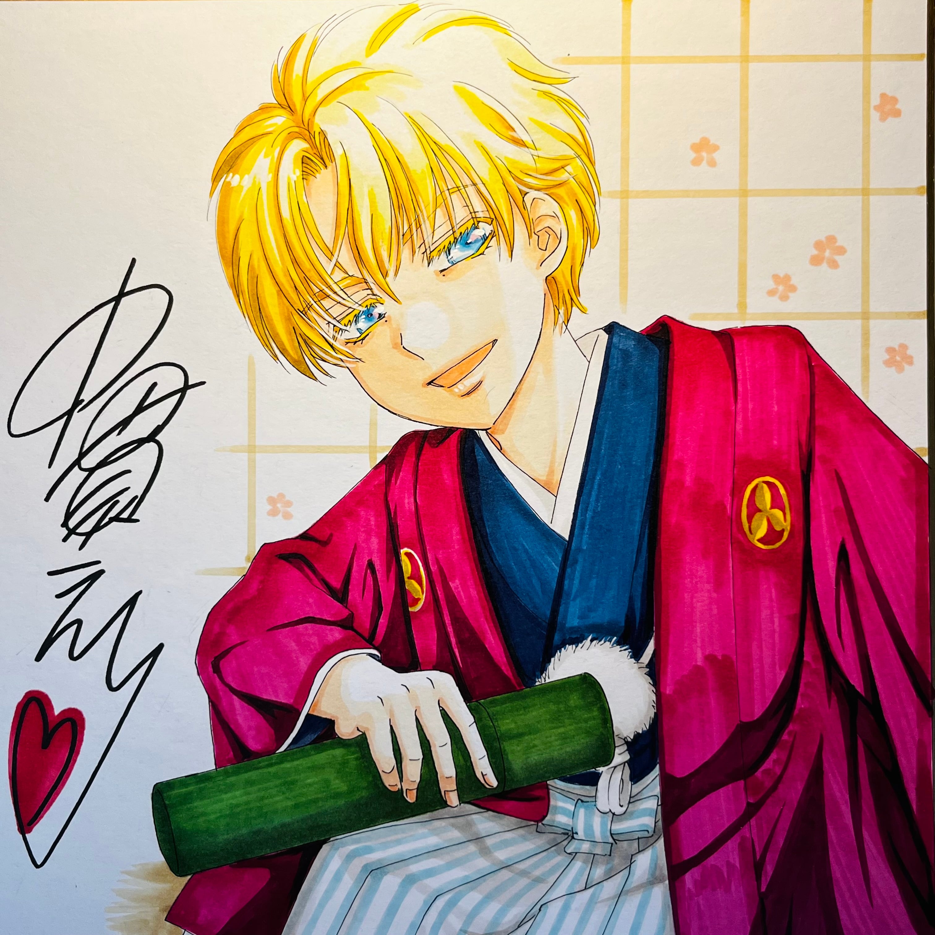 直筆イラスト色紙 輝（卒業式） | 中貫えりSHOP