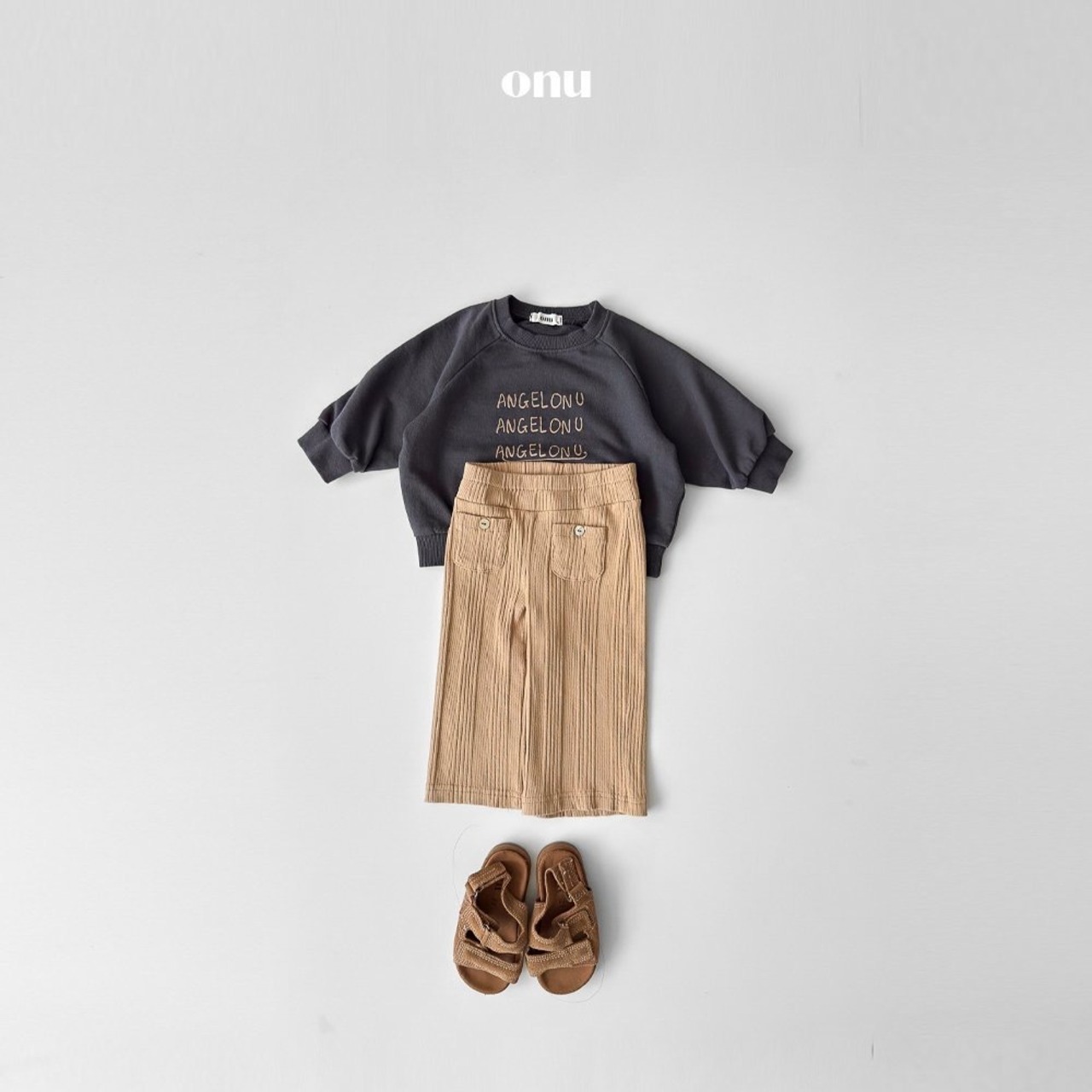 【ONU】 チーズリブパンツ／ベージュ（80~120cm） - 5