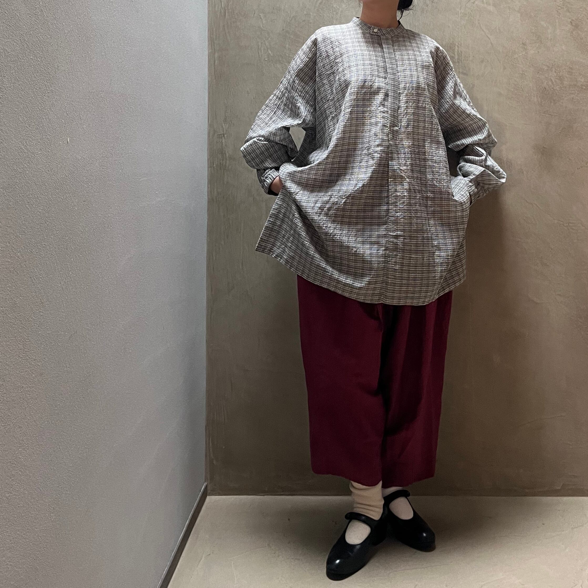 QUITAN キタン リネン100% ガウンジャケット quitan/キタン L/S BAND COLLAR KAFTANC/長袖バンドカラー