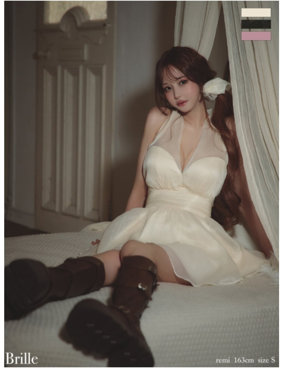 XSサイズあり】フェザーニットパール付きタイトミニキャバドレス