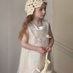 夏リボン輝きスパンコールワンピース