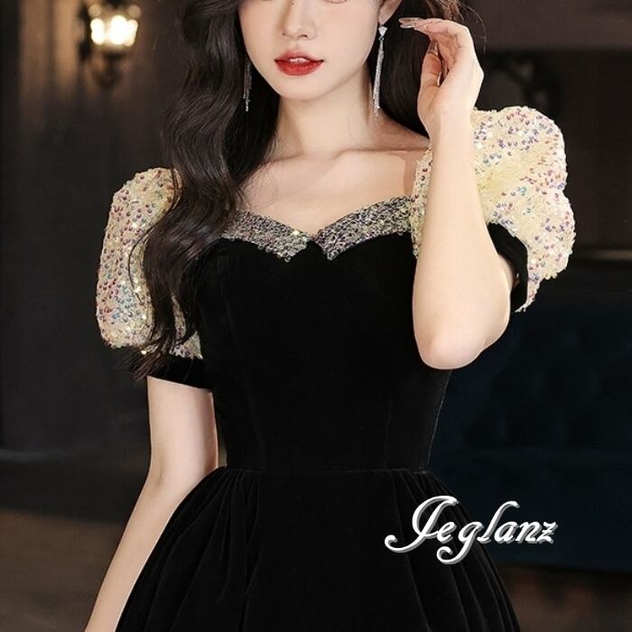 イブニングドレス ベルベット調 バイカラー 編み上げ 光沢感(MB613)ζ☆