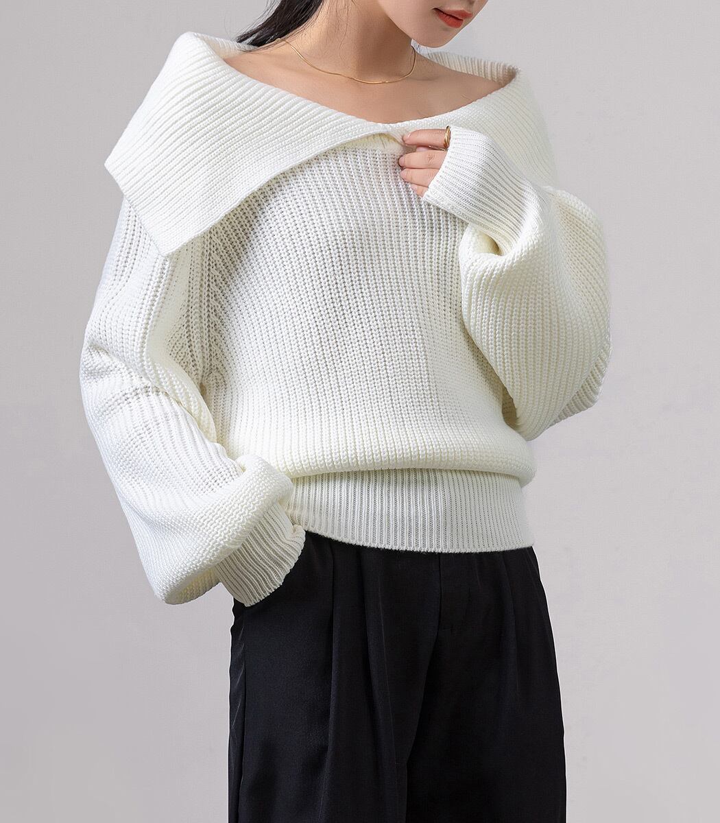 オフショルニット callautia（カラウティア） ニット セーター Wジップオフショルニット