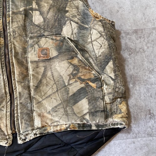 00s- Carhartt ダック地 キルティングライナー リアルツリーカモ ベスト リアルツリー メキシコ製 XL Regular vest 詳細写真9