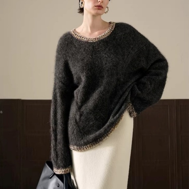 ビジュー ラメトリミング ニット 238991