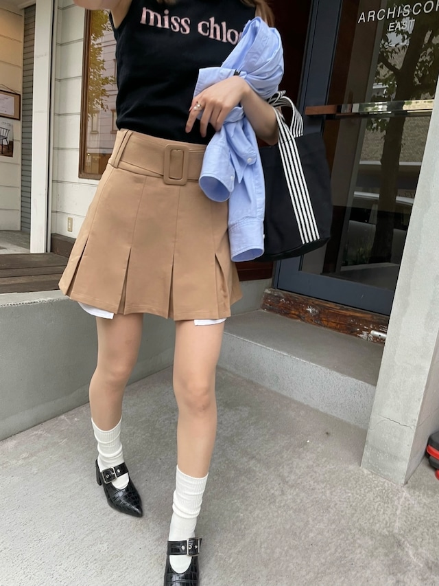 【即配】《2c's》belted shaggy skirt