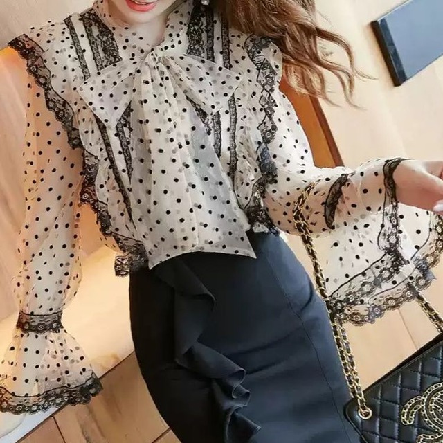 リボン トッド シフォンブラウス 24202