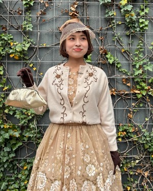 50’s champagne gold beads cardigan