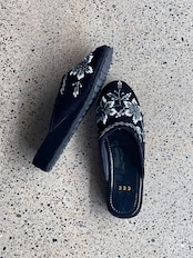 Velor sandals(Black・Flower)