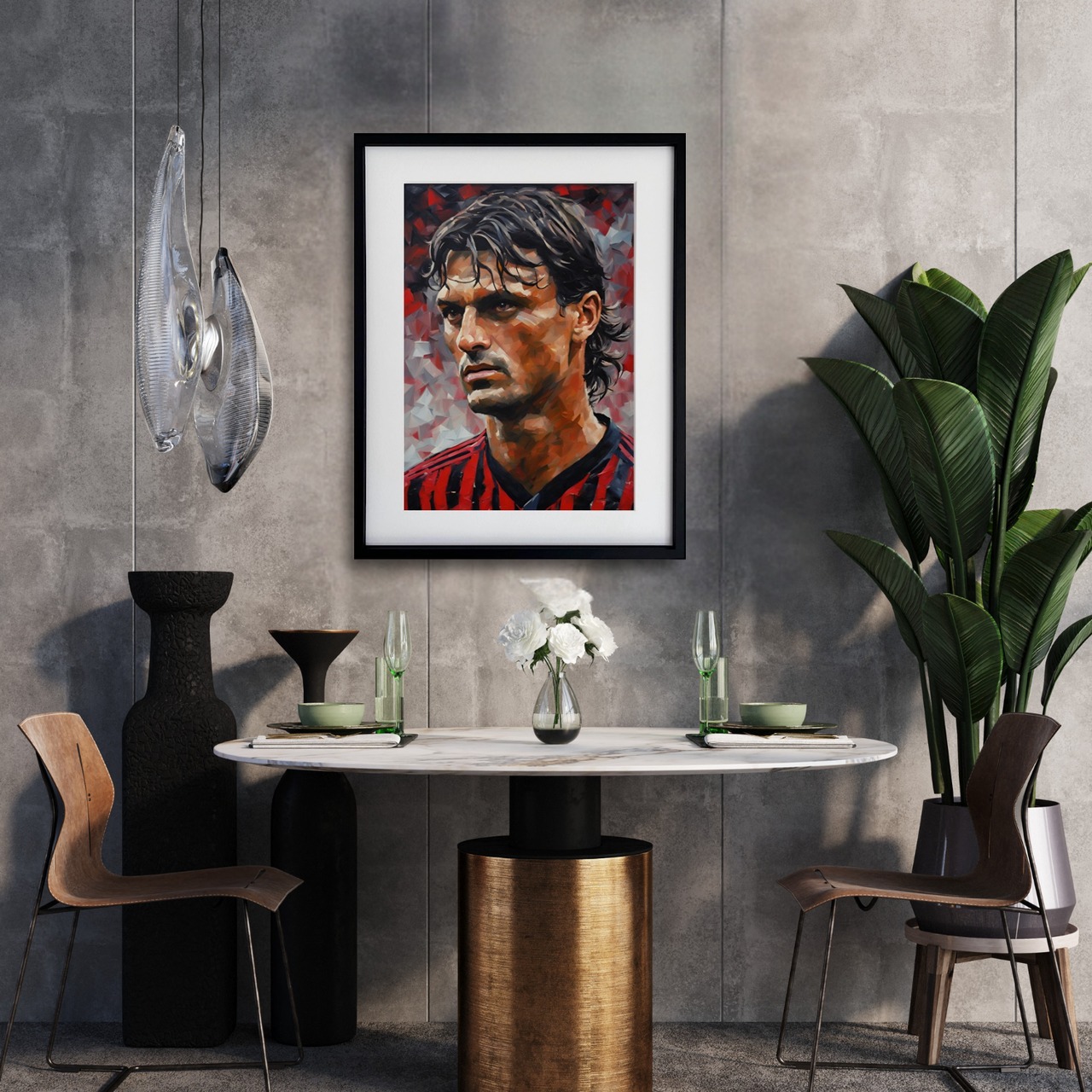 Eternal Defender｜マルディーニを描いたアートポスター｜ACミラン伝説のディフェンダーを讃える一枚A2ポスター