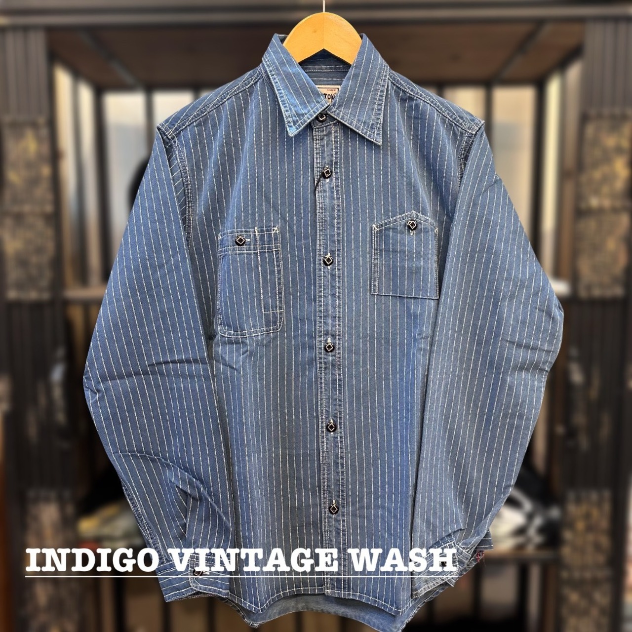 【HOUSTON / ヒューストン 41260 INDIGO WABASH 40's WORK SHIRT / インディゴウォバッシュワークシャツ 】