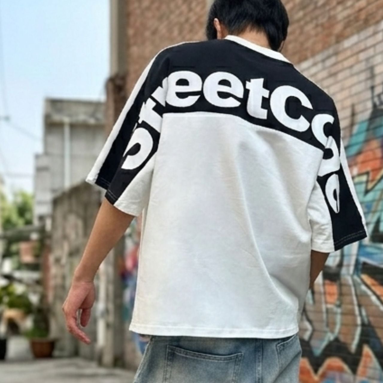 カラーブロックバックロゴワイドTシャツ 2col A00139