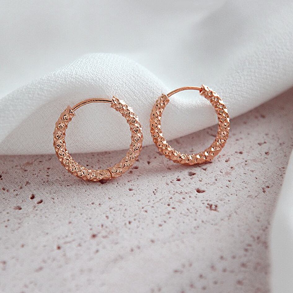 【ハンマーテクスチャピアス15mm】シルバー ピアス SV925 ピアス ハンマーテクスチャピアス シンプル 上品 韓国 ファッション 人気 両耳用 15mm