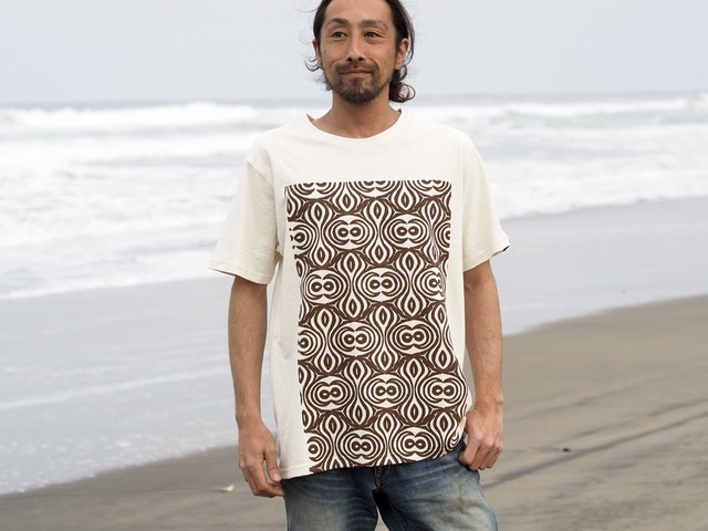 Hemp×Organic cotton T-shirt 【水神文様】